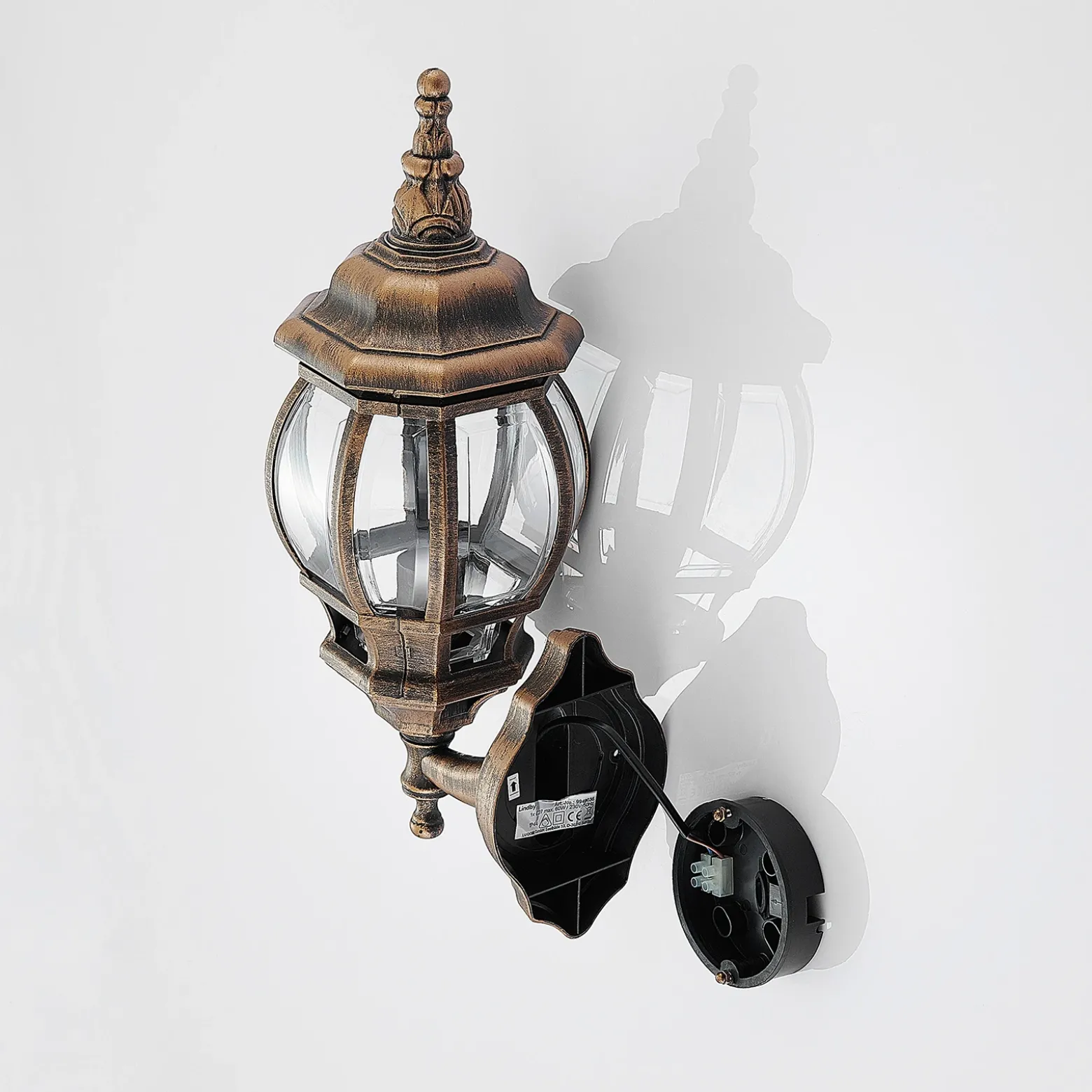 Aplique de exterior Lindby Nadesha, altura 47 cm, dorado cepillado