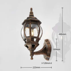 Aplique de exterior Lindby Nadesha, altura 47 cm, dorado cepillado