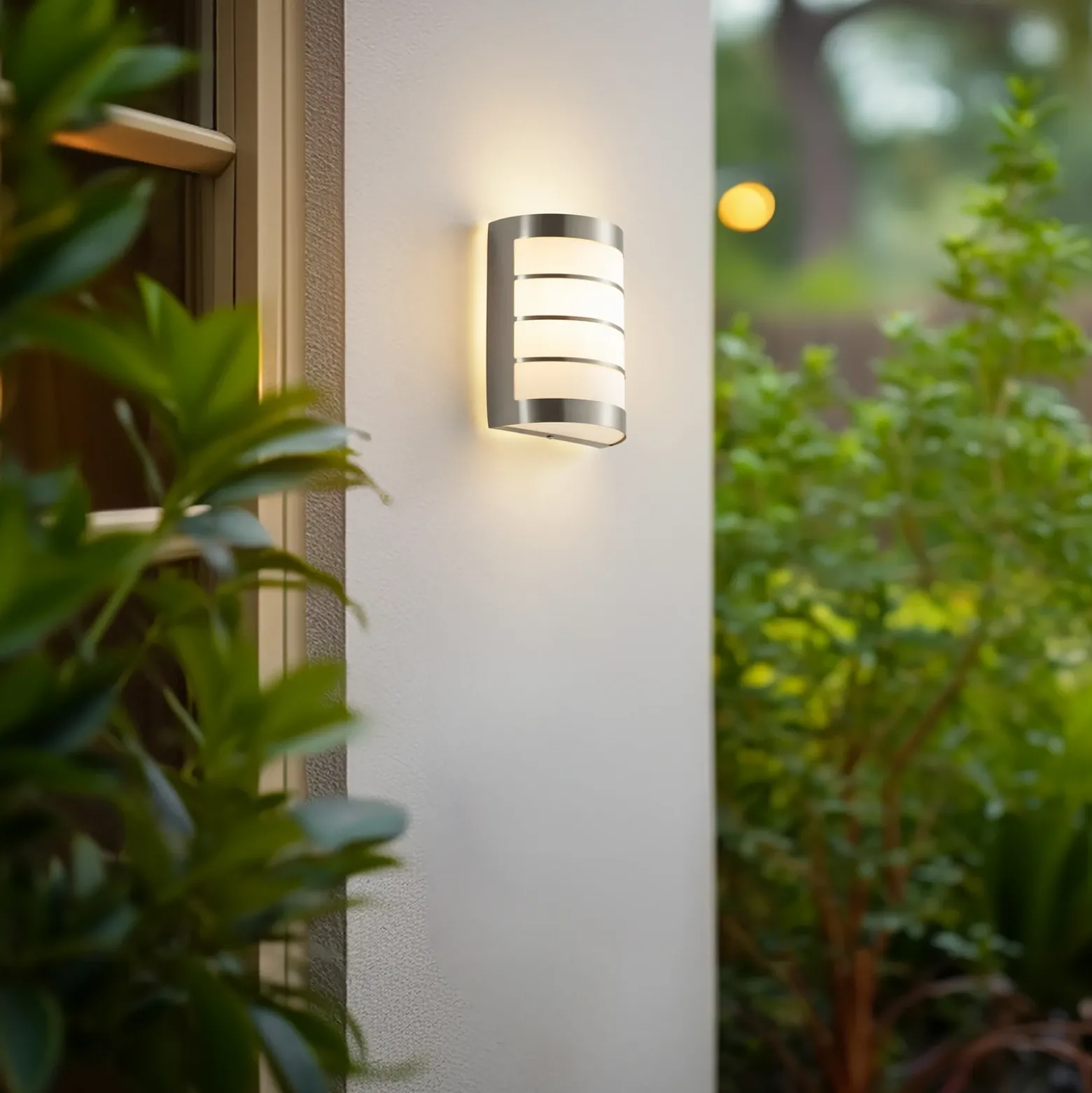 Aplique de exterior Lindby Noyan, 22 cm, acero inoxidable, IP44, E27