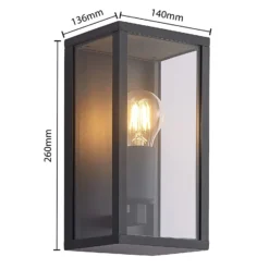Aplique de exterior Lindby Peldar, antracita/transparente, 26 cm, metal