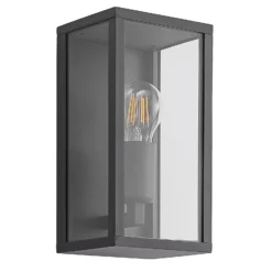 Aplique de exterior Lindby Peldar, antracita/transparente, 26 cm, metal