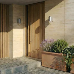 Aplique de exterior Lindby Pilva, aluminio, metal, IP44, E27