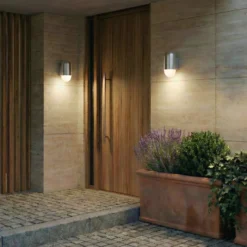 Aplique de exterior Lindby Pilva, aluminio, metal, IP44, E27