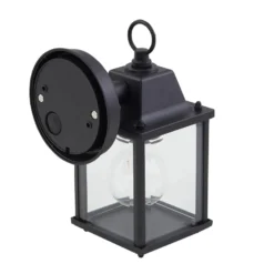 Aplique de exterior Lindby Rurik, negro, cristal, aluminio, E27