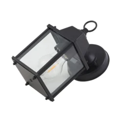 Aplique de exterior Lindby Rurik, negro, cristal, aluminio, E27