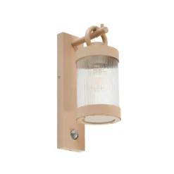Aplique de exterior Lindby Yrene, 20 cm, beige, con sensor, Riffle