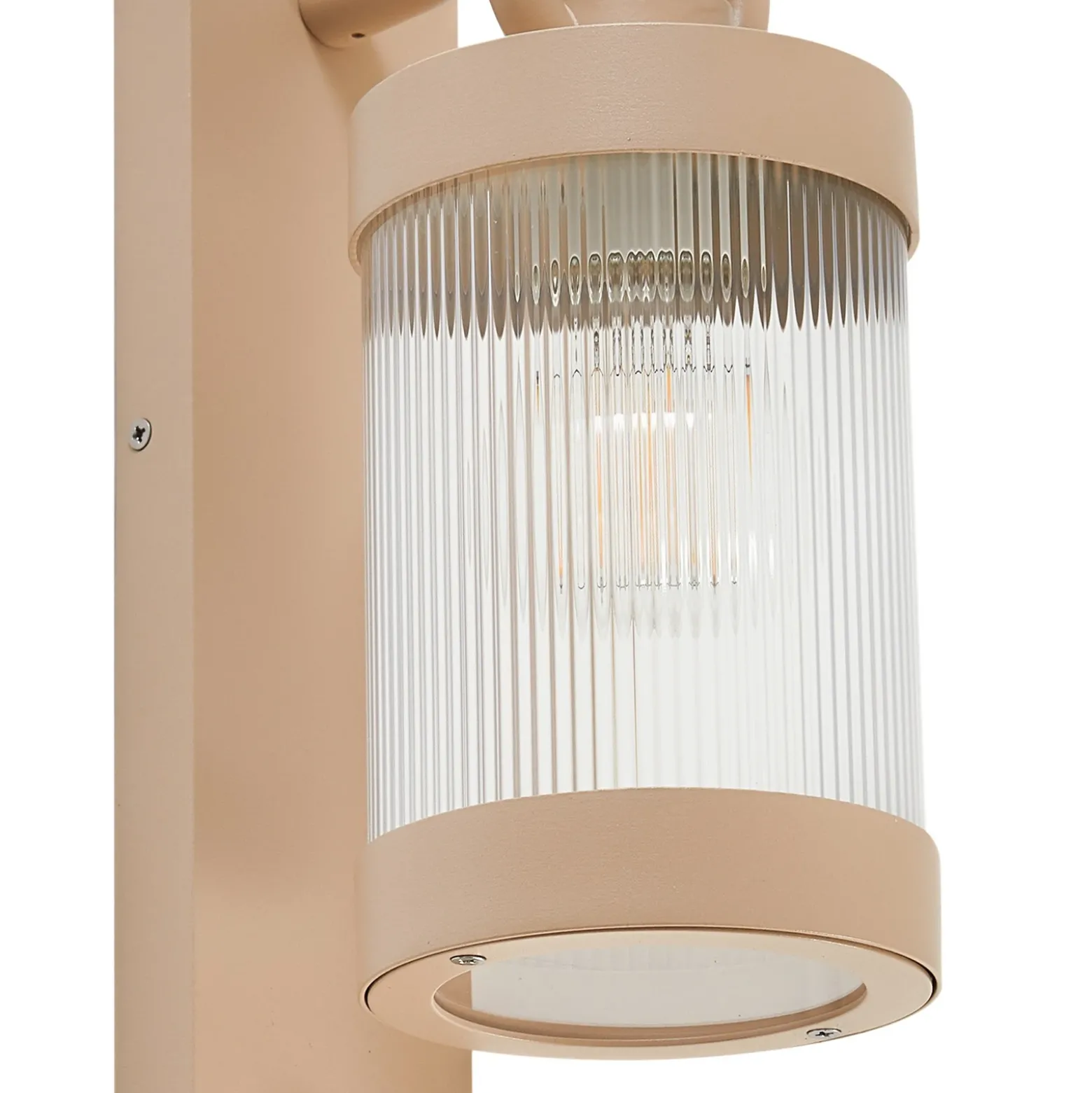 Aplique de exterior Lindby Yrene, 20 cm, beige, con sensor, Riffle