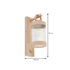 Aplique de exterior Lindby Yrene, 20 cm, beige, con sensor, Riffle