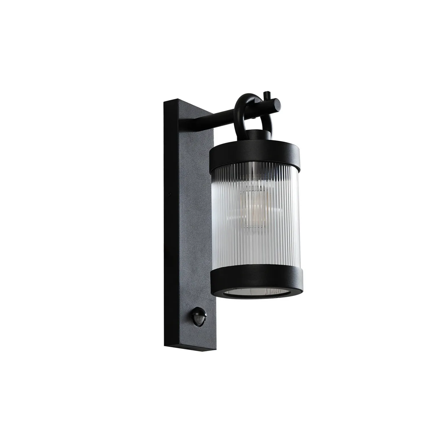 Aplique de exterior Lindby Yrene, 20 cm, negra, con sensor, Riffle