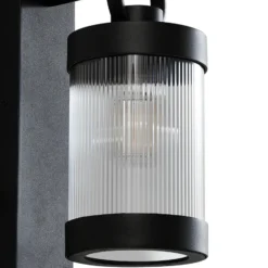 Aplique de exterior Lindby Yrene, 20 cm, negra, con sensor, Riffle