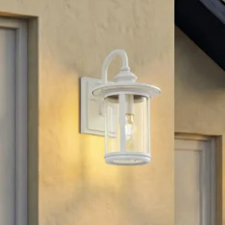 Aplique de exterior Lindby Zayn, blanco, cristal, altura 33 cm, IP23