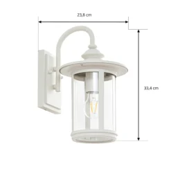 Aplique de exterior Lindby Zayn, blanco, cristal, altura 33 cm, IP23