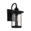 Aplique de exterior Lindby Zayn, negra, cristal, altura 33 cm, IP23