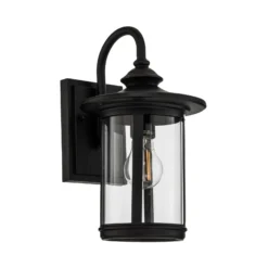 Aplique de exterior Lindby Zayn, negra, cristal, altura 33 cm, IP23