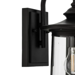 Aplique de exterior Lindby Zayn, negra, cristal, altura 33 cm, IP23