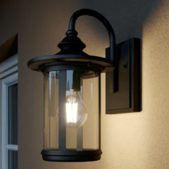 Aplique de exterior Lindby Zayn, negra, cristal, altura 33 cm, IP23
