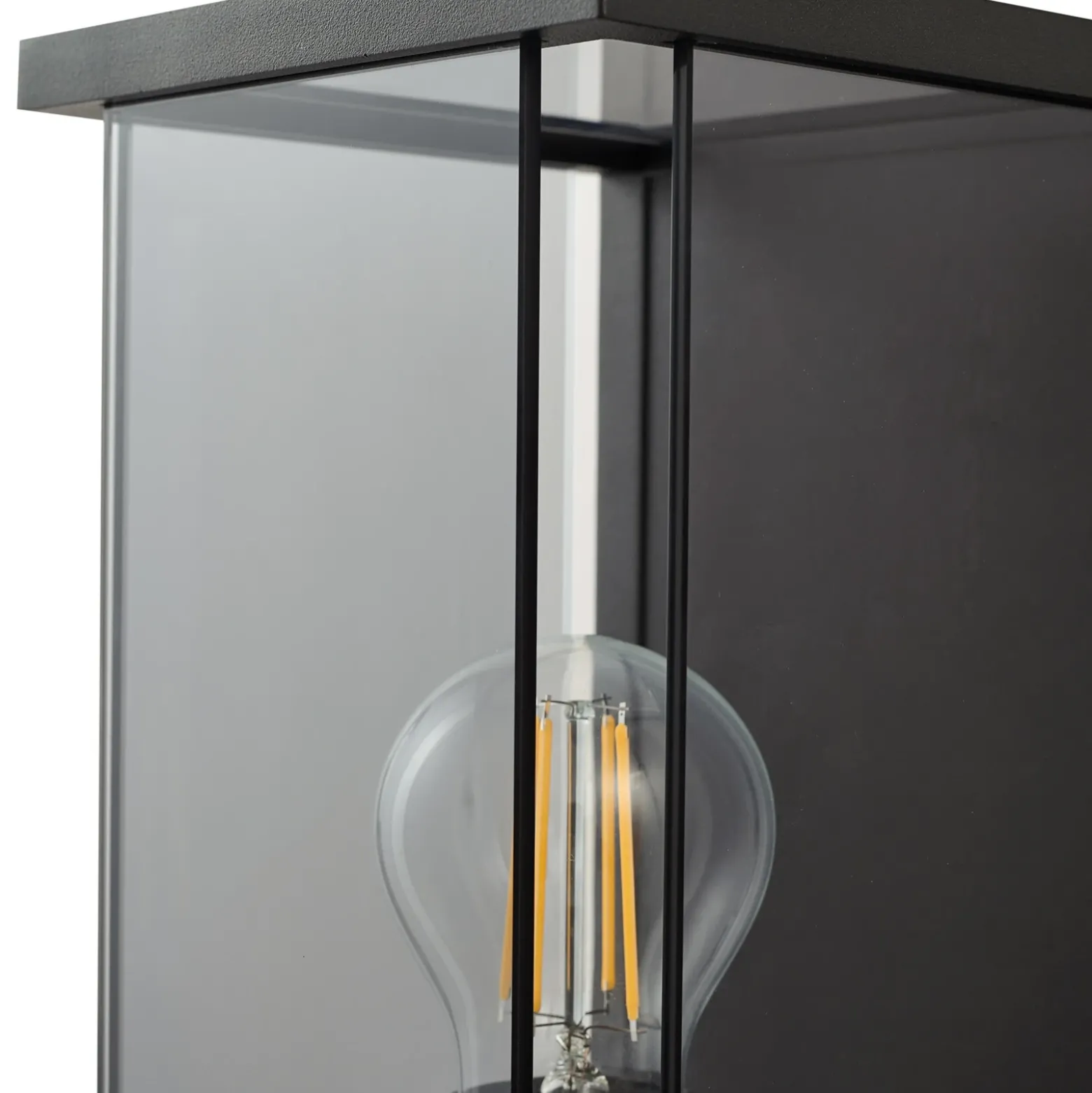 Aplique de exterior Lucande Annalea, gris humo, IP54, con sensor