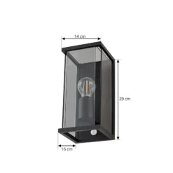 Aplique de exterior Lucande Annalea, gris humo, IP54, con sensor