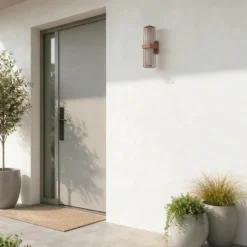 Aplique de exterior Lucande Chandan, óxido, 2 luces, IP54, E27