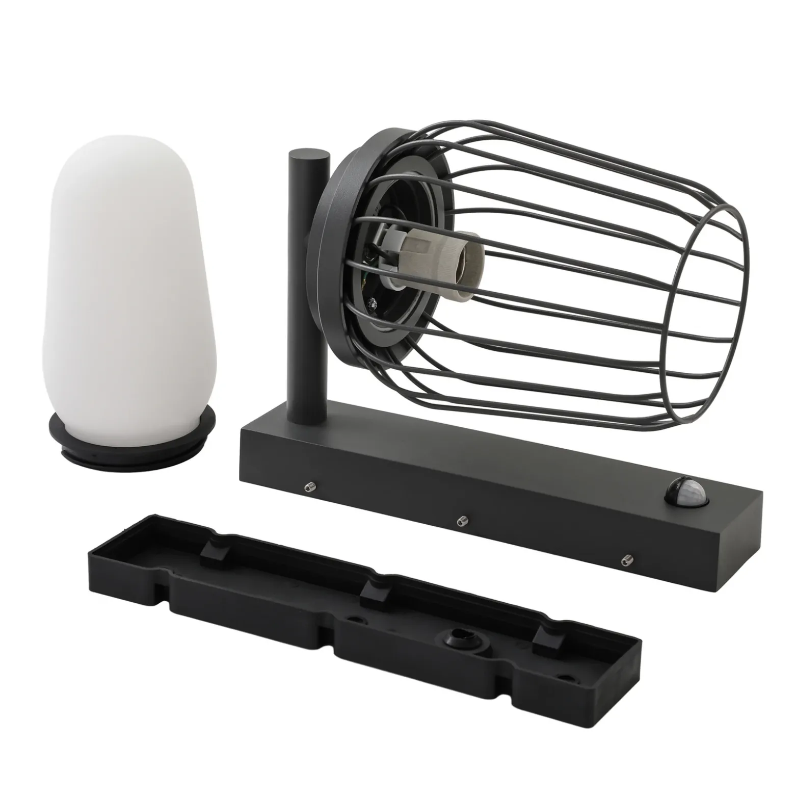 Aplique de exterior Lucande Chandan, 30 cm, antracita, sensor