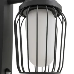 Aplique de exterior Lucande Chandan, 30 cm, antracita, sensor