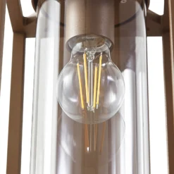 Aplique de exterior Lucande Ferda, portalámpara inferior, marrón, IP44
