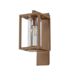 Aplique de exterior Lucande Ferda, portalámpara inferior, marrón, IP44