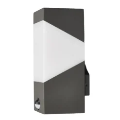 Aplique de exterior Lucande Kiran, con sensor, gris, IP44, E27