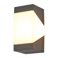 Aplique de exterior Lucande Kiran, gris, metal, IP44, E27