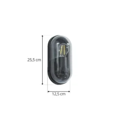 Aplique de exterior Lucande Serine, 25,5 cm, negro, aluminio