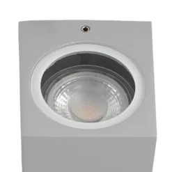 Aplique de exterior Lucande Xava, luz hacia arriba/abajo, gris, 2 luces, GU10
