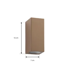 Aplique de exterior Lucande Xava, luz hacia arriba/abajo, marrón, 2 luces, GU10