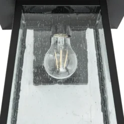 Aplique de exterior Lucande Xavon, negro, farol, E27, IP44