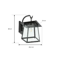 Aplique de exterior Lucande Xavon, negro, farol, E27, IP44