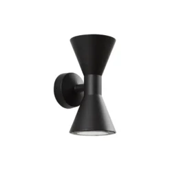 Aplique de exterior Lucande Xalor, negro, IP65, metal, GU10