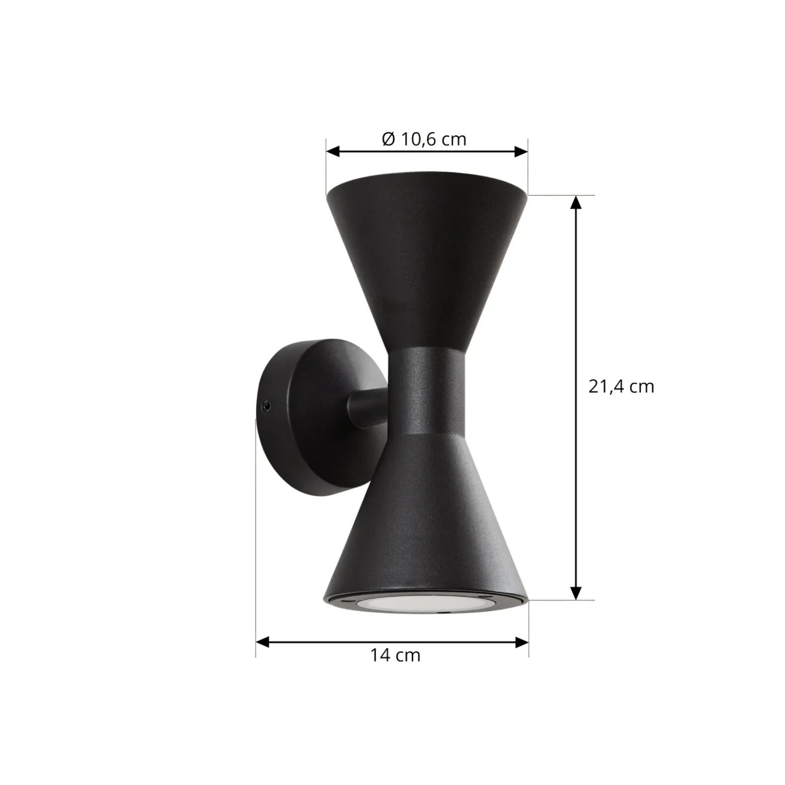 Aplique de exterior Lucande Xalor, negro, IP65, metal, GU10