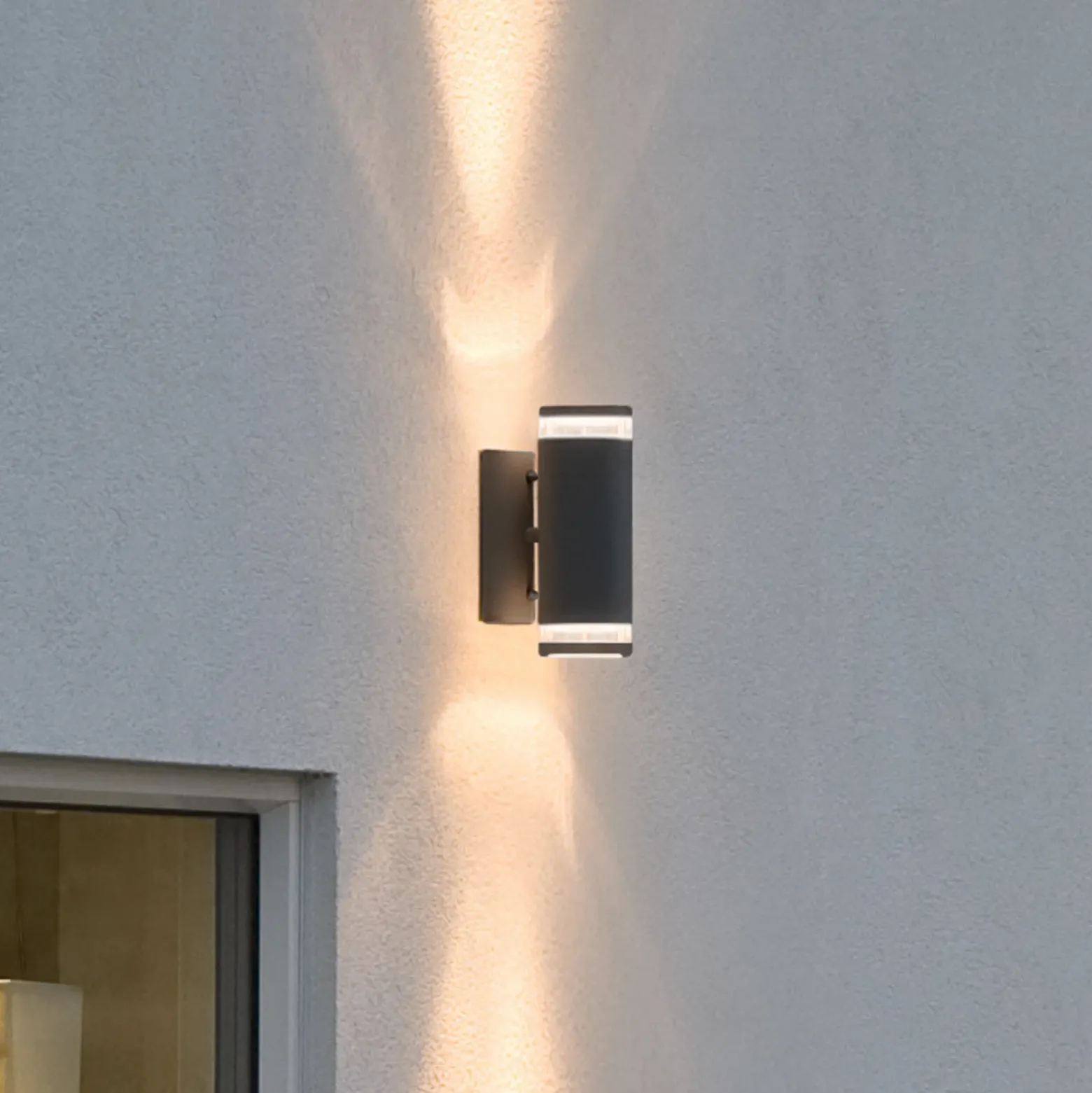 Aplique de exterior Modena, ranura, 2 luces negro