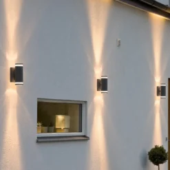 Aplique de exterior Modena, ranura, 2 luces negro