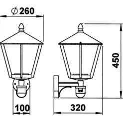 Aplique de exterior 671, negro con detector de movimiento