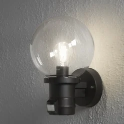 Aplique de exterior Nemi con detector de movimiento, negro