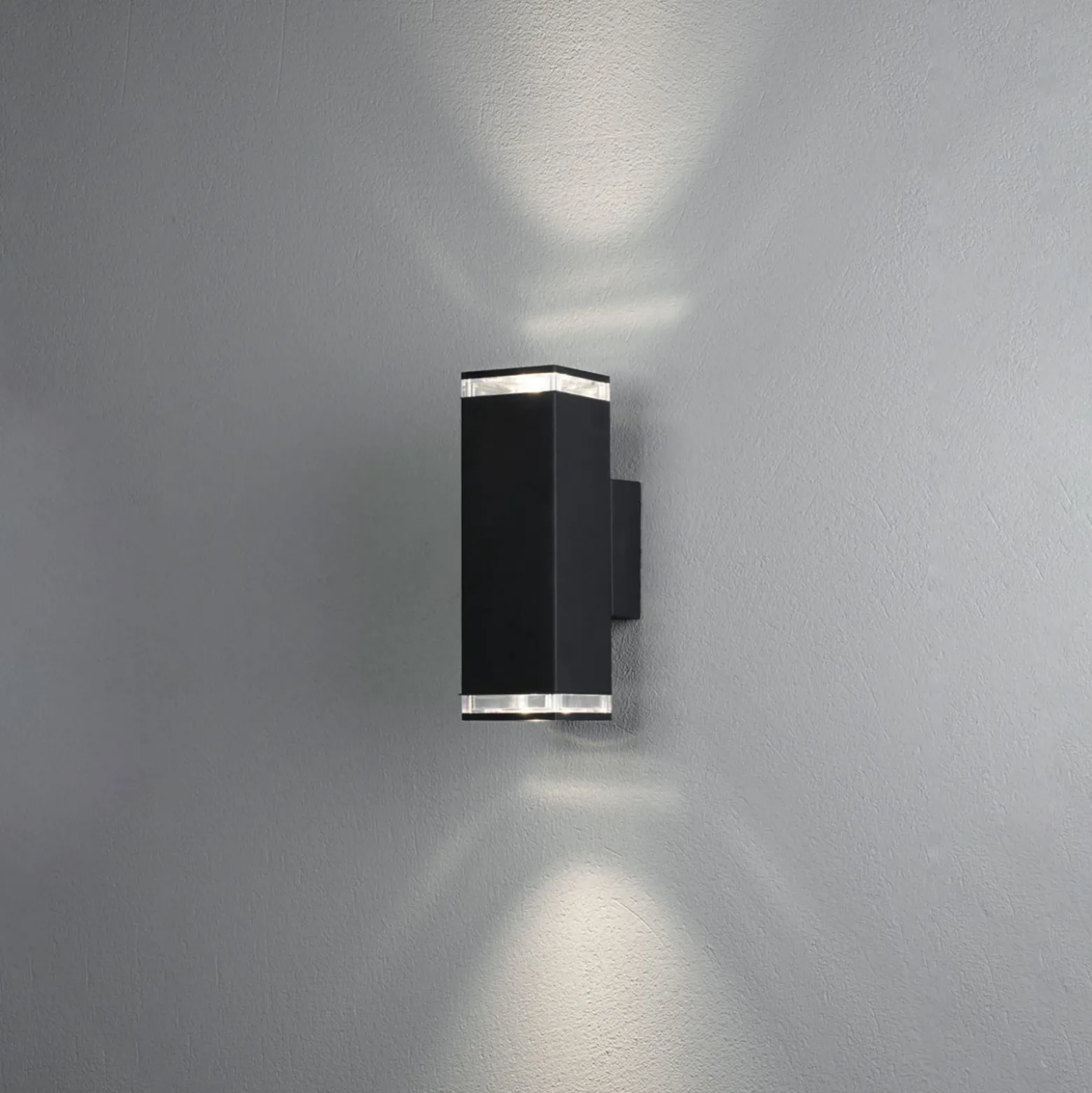 Aplique de exterior Pollux, 23,5 cm, negro, aluminio, 2 luces.