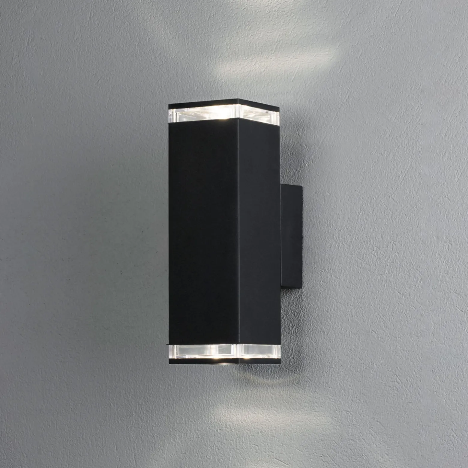 Aplique de exterior Pollux, 23,5 cm, negro, aluminio, 2 luces.