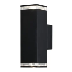 Aplique de exterior Pollux, 23,5 cm, negro, aluminio, 2 luces.