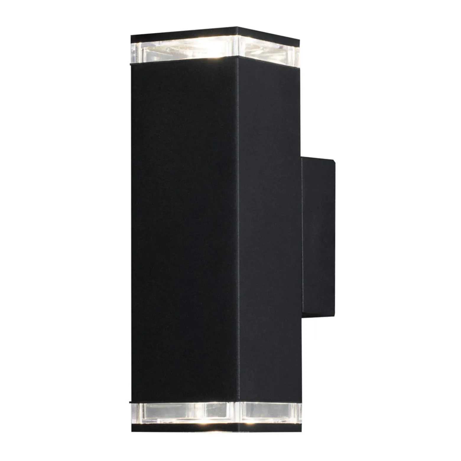 Aplique de exterior Pollux, 23,5 cm, negro, aluminio, 2 luces.