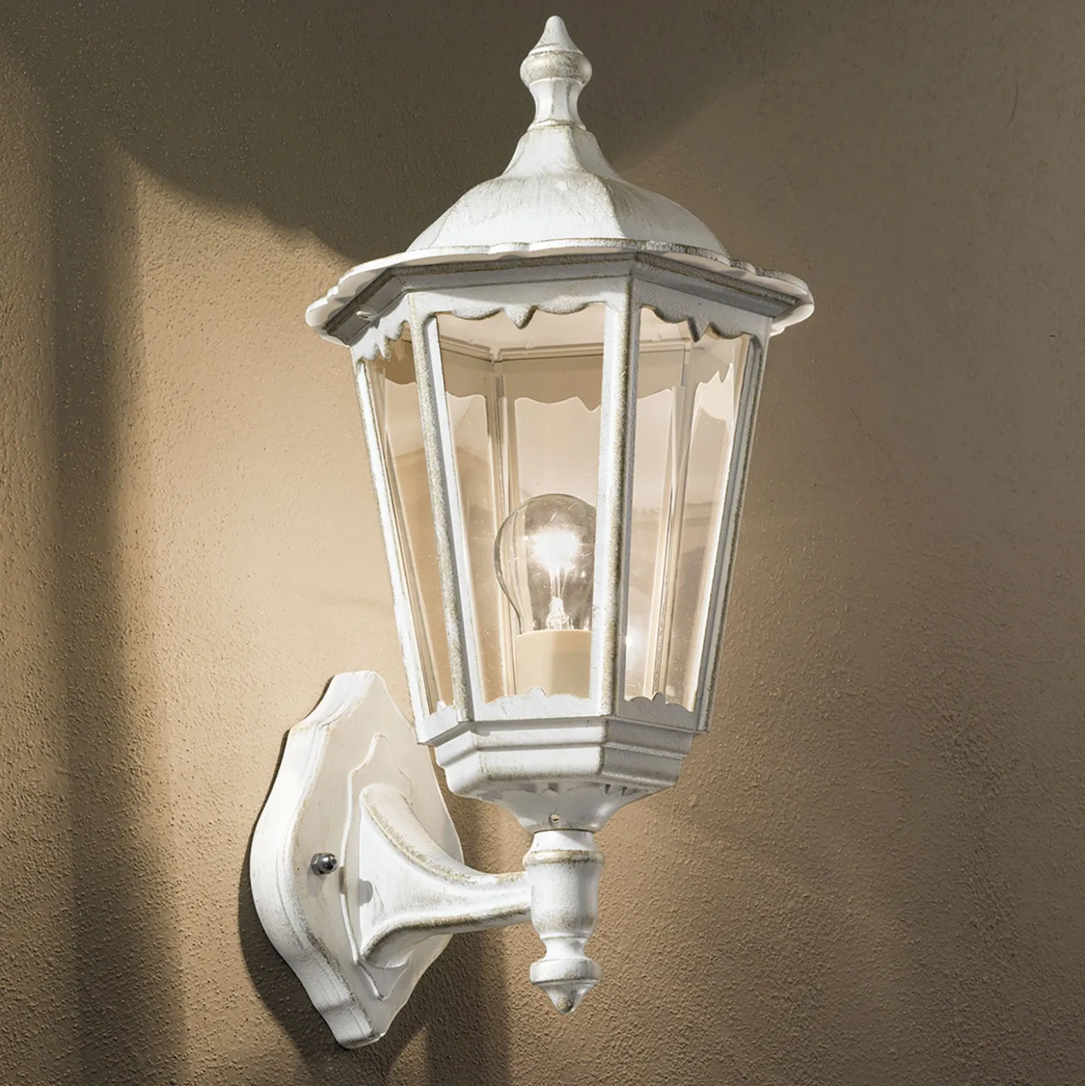 Aplique de exterior Puchberg en blanco-oro