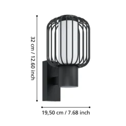 Aplique de exterior Ravello, negro, altura 27 cm, metal