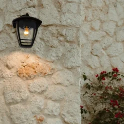 Aplique de exterior SEGULA Antique down, negro, aluminio, E27