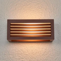 Aplique de exterior SLV Box L E27, marrón óxido
