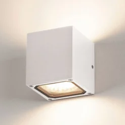 Aplique de exterior SLV Sitra Cube, blanco
