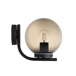 Aplique de exterior Taverna, negro/marrón, saliente de 27 cm